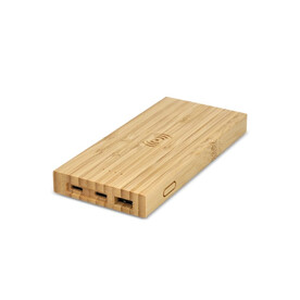 Bamboo Powerbank Wireless Charging 8000mAh - Natur bedrucken, Art.-Nr. LT95507-N0094