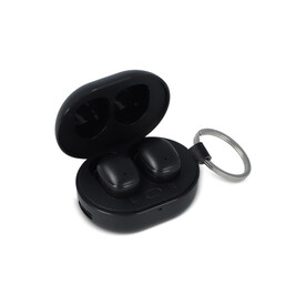 Mini Wireless Earbuds Schlüsselbundgröße - Schwarz bedrucken, Art.-Nr. LT95602-N0002