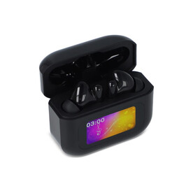 Kabellose ANC-Earbuds mit LCD-Touchscreen-Steuerung - Schwarz bedrucken, Art.-Nr. LT95603-N0002