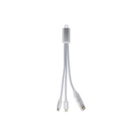 2-in-1-Ladekabel USB-A/C zu USB-C &amp;amp; Lightning Aluminium - Silber bedrucken, Art.-Nr. LT95664-N0005