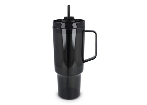 Miami Becher mit Henkel transparent 1,2 l R-PET - Transparent / Schwarz bedrucken, Art.-Nr. LT98695-N0402 Miami Becher mit Henkel transparent 1,2 l R-PET - Transparent / Schwarz bedrucken, Art.-Nr. LT98695-N0402