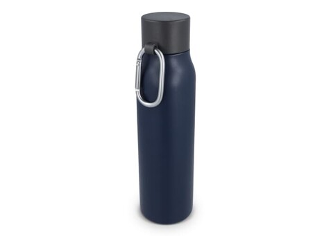 Karabiner mattierte Isolierflasche 600 ml - Dunkelblau bedrucken, Art.-Nr. LT98696-N0010