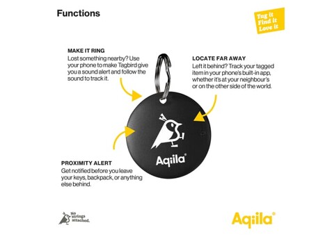 Aqiila Tagbird – Fahrradklingel mit wasserdichter Smartfinder - Schwarz bedrucken, Art.-Nr. LT45202-N0002 Aqiila Tagbird – Fahrradklingel mit wasserdichter Smartfinder - Schwarz bedrucken, Art.-Nr. LT45202-N0002