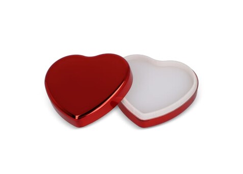 Lippenbalsam in Flacher metallischer Herzformdose - Rot bedrucken, Art.-Nr. LT90486-N0021 Lippenbalsam in Flacher metallischer Herzformdose - Rot bedrucken, Art.-Nr. LT90486-N0021
