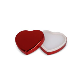 Lippenbalsam in Flacher metallischer Herzformdose - Rot bedrucken, Art.-Nr. LT90486-N0021