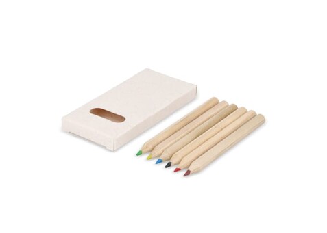 6 Buntstifte in einer Schachtel aus recyceltem Milchkarton - Ecru bedrucken, Art.-Nr. LT91520-N0054 6 Buntstifte in einer Schachtel aus recyceltem Milchkarton - Ecru bedrucken, Art.-Nr. LT91520-N0054