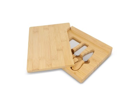4er-Set für Käse und Wein aus Bambus - Natur bedrucken, Art.-Nr. LT94495-N0094