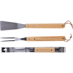 Grillset Kaitlyn | Edelstahl | 3 St. | Holzgriffe – Braun bedrucken, Art.-Nr. 011999999_1172423