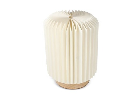 Coollux faltbare Papier LED-Lampe Aurora auf Holzsockel, 22cm - Natur bedrucken, Art.-Nr. LT40725-N0094