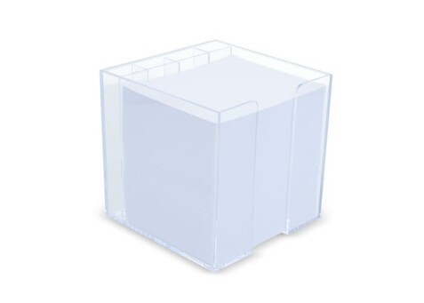 Notizzettel 10x10x10cm in Würfelbox mit Stifteköcher - Transparent bedrucken, Art.-Nr. LT91767-N0004