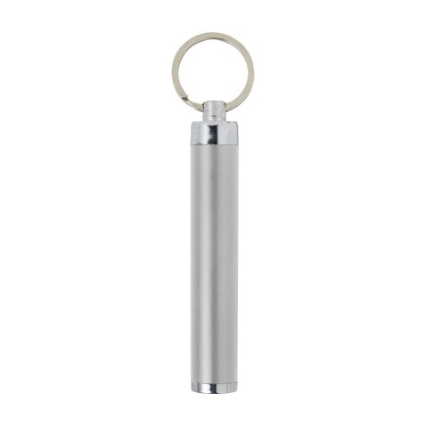 Schlüsselanhänger mit Taschenlampe Zola – Silber bedrucken, Art.-Nr. 032999999_8297