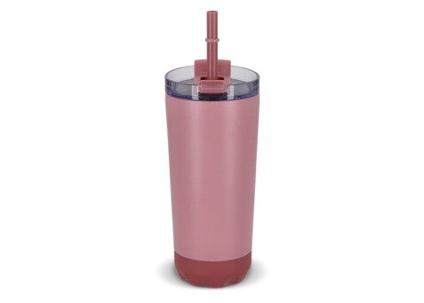 InSideOut doppelwandiger Norden-Trinkbecher aus Edelstahl mit Strohhalm, 600 ml - Pastellrosa bedrucken, Art.-Nr. LT57017-N0079