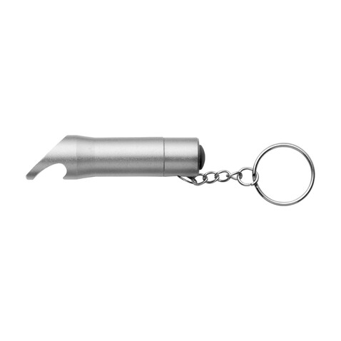 Schlüsselanhänger mit Flaschenöffner Carla – Silber bedrucken, Art.-Nr. 032999999_4867
