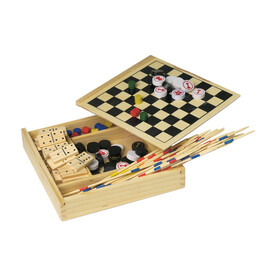 Spieleset Cherie | Holz | 5-in-1 – Braun bedrucken, Art.-Nr. 011999999_6163