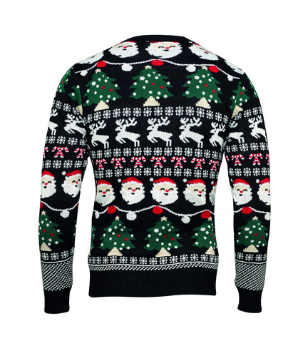 Weihnachts-LED-Pullover L/XL - Schwarz bedrucken, Art.-Nr. CX1554-03