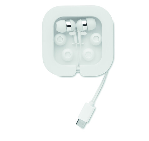 Ohrhörer mit USB-C-Anschluss - Weiß bedrucken, Art.-Nr. MO2240-06