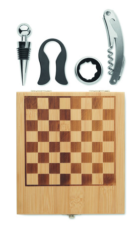 Weinset mit Schachspiel - Holz bedrucken, Art.-Nr. MO2393-40 Weinset mit Schachspiel - Holz bedrucken, Art.-Nr. MO2393-40
