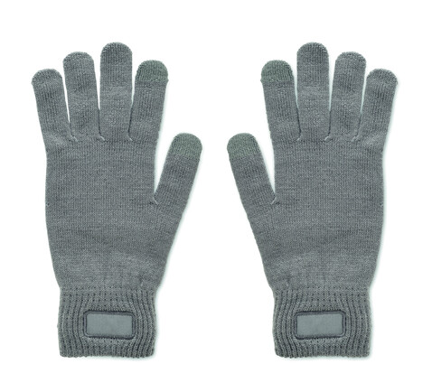 Gestrickte Handschuhe RPET - Steingrau bedrucken, Art.-Nr. MO2399-15 Gestrickte Handschuhe RPET - Steingrau bedrucken, Art.-Nr. MO2399-15