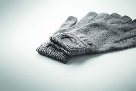 Gestrickte Handschuhe RPET - Steingrau bedrucken, Art.-Nr. MO2399-15 Gestrickte Handschuhe RPET - Steingrau bedrucken, Art.-Nr. MO2399-15