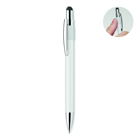 Druckkugelschreiber mit Stylus - Weiß bedrucken, Art.-Nr. MO2488-06