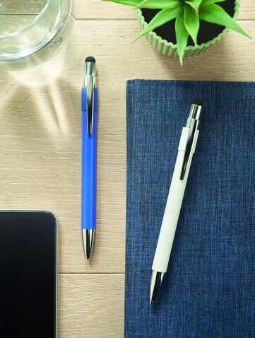 Druckkugelschreiber mit Stylus - Weiß bedrucken, Art.-Nr. MO2488-06