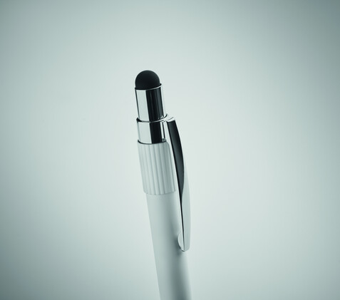 Druckkugelschreiber mit Stylus - Weiß bedrucken, Art.-Nr. MO2488-06