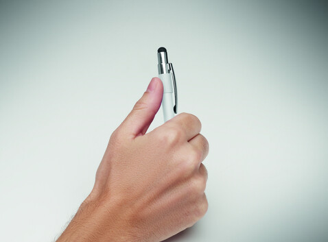Druckkugelschreiber mit Stylus - Weiß bedrucken, Art.-Nr. MO2488-06