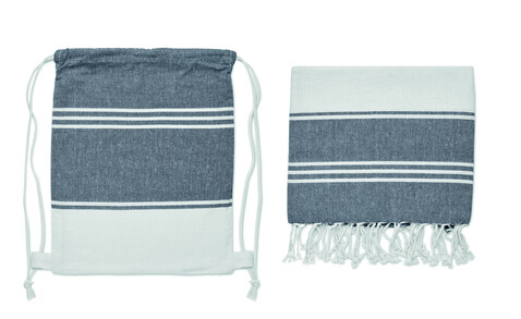 Strandtuch-Set - Blau bedrucken, Art.-Nr. MO2584-04
