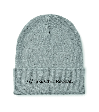 Beanie mit Bündchen - Grau bedrucken, Art.-Nr. MO2705-07 Beanie mit Bündchen - Grau bedrucken, Art.-Nr. MO2705-07