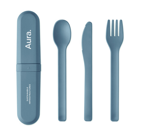Besteck-Set PLA - Petrol bedrucken, Art.-Nr. MO2743-20