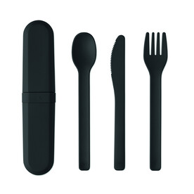 Besteck-Set PLA - Schwarz bedrucken, Art.-Nr. MO2743-03