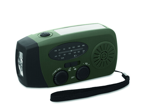 AM/FM Radio mit Taschenlampe MO2746- - Dunkelgrün bedrucken, Art.-Nr. MO2746-60