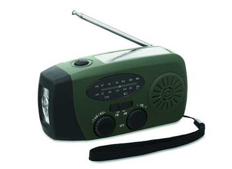 AM/FM Radio mit Taschenlampe MO2746- - Dunkelgrün bedrucken, Art.-Nr. MO2746-60