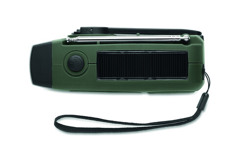 AM/FM Radio mit Taschenlampe MO2746- - Dunkelgrün bedrucken, Art.-Nr. MO2746-60