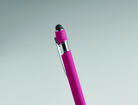 Druckkugelschreiber mit Stylus - Fuchsie bedrucken, Art.-Nr. MO2798-38 Druckkugelschreiber mit Stylus - Fuchsie bedrucken, Art.-Nr. MO2798-38