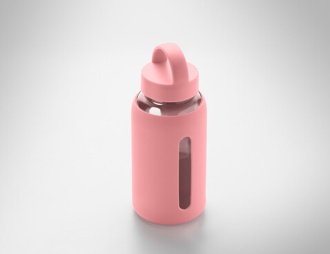 Flasche Borosilikatglas 600ml - Babyrosa bedrucken, Art.-Nr. MO2912-11