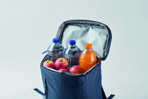 Kühlrucksack 600D RPET - Blau bedrucken, Art.-Nr. MO2971-04