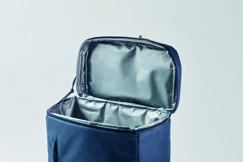 Kühlrucksack 600D RPET - Blau bedrucken, Art.-Nr. MO2971-04