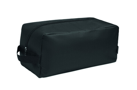 Schuhtasche 600D RPET - Schwarz bedrucken, Art.-Nr. MO2977-03