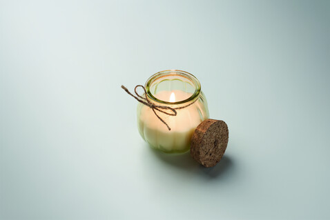 Kerze aus Pflanzenwachs - Beige bedrucken, Art.-Nr. MO3193-13 Kerze aus Pflanzenwachs - Beige bedrucken, Art.-Nr. MO3193-13