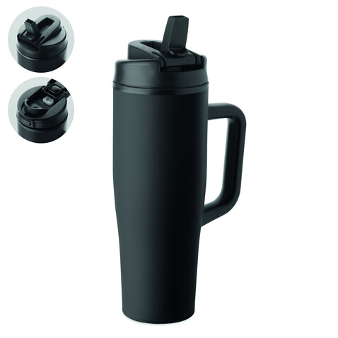 Doppelwandiger Becher 900ml - Schwarz bedrucken, Art.-Nr. MO3213-03