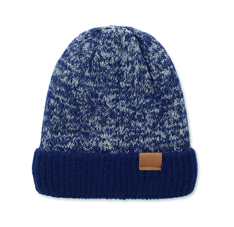 Beanie mit Bündchen - Blau bedrucken, Art.-Nr. MO3221-04