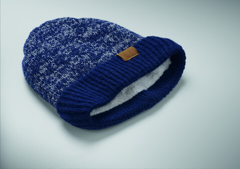 Beanie mit Bündchen - Blau bedrucken, Art.-Nr. MO3221-04