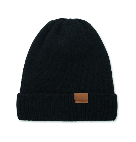 Beanie mit Bündchen - Schwarz bedrucken, Art.-Nr. MO3221-03