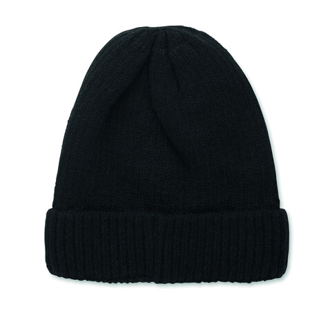 Beanie mit Bündchen - Schwarz bedrucken, Art.-Nr. MO3221-03