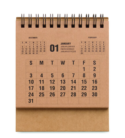 4-Jahres-Tischkalender - Beige bedrucken, Art.-Nr. MO3223-13 4-Jahres-Tischkalender - Beige bedrucken, Art.-Nr. MO3223-13