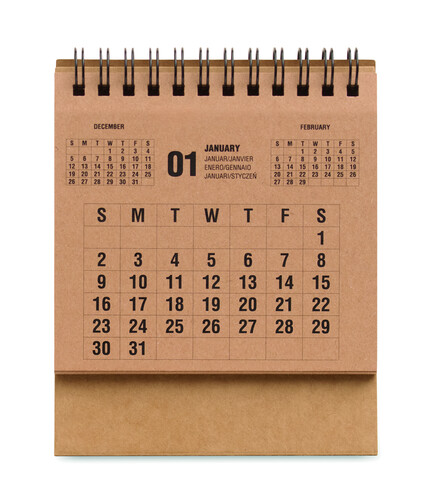 4-Jahres-Tischkalender - Beige bedrucken, Art.-Nr. MO3223-13 4-Jahres-Tischkalender - Beige bedrucken, Art.-Nr. MO3223-13