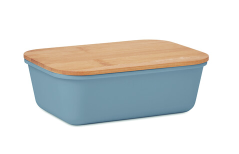 Lunch box mit bambus deckel - Petrol bedrucken, Art.-Nr. MO6240-20