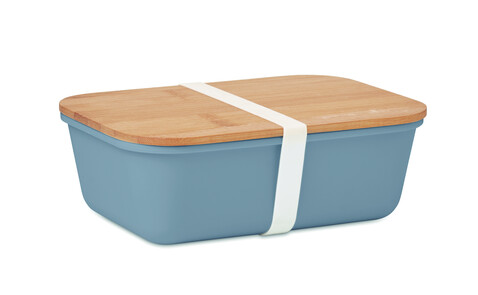 Lunch box mit bambus deckel - Petrol bedrucken, Art.-Nr. MO6240-20