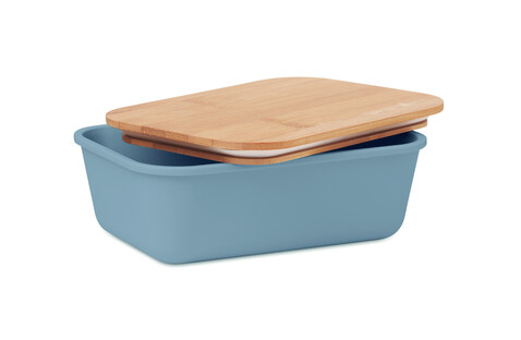 Lunch box mit bambus deckel - Petrol bedrucken, Art.-Nr. MO6240-20